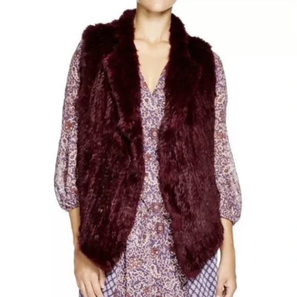 Joie burgundy fur vest, Small - Picture 3 of 10